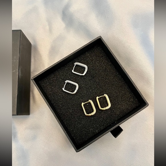 Gold Diamond Huggies - Picture 1 of 3